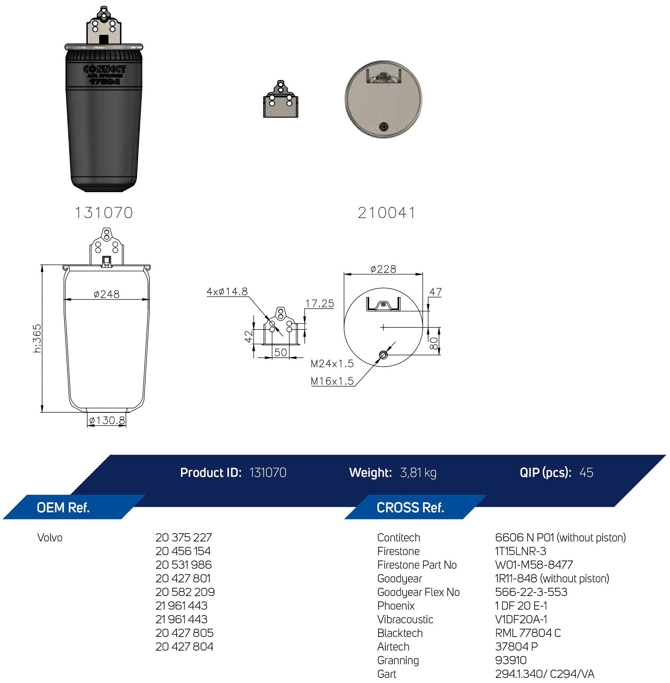 17804 AIR SPRING WITHOUT PISTON