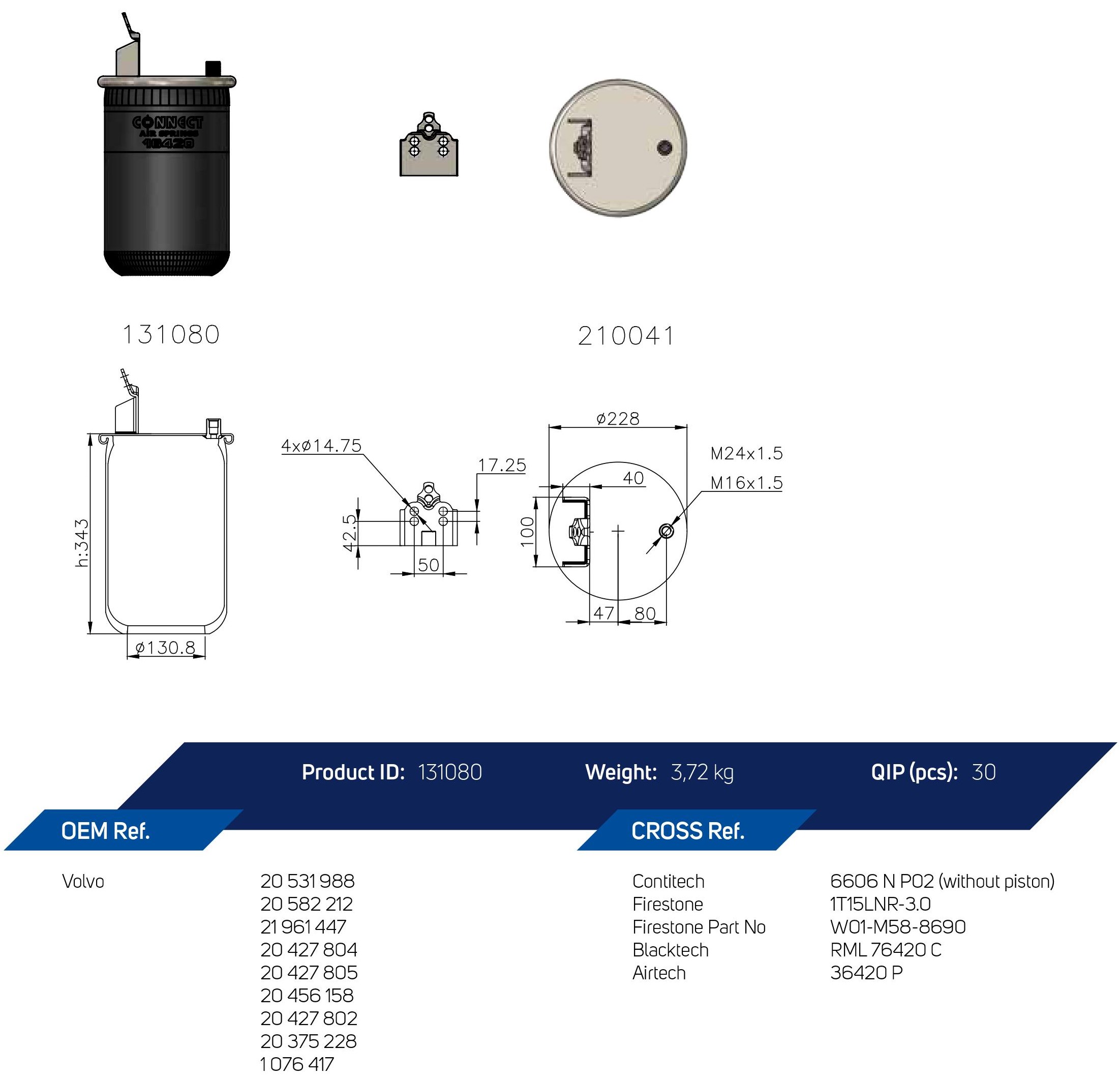 16420-01 AIR SPRING WITHOUT PISTON