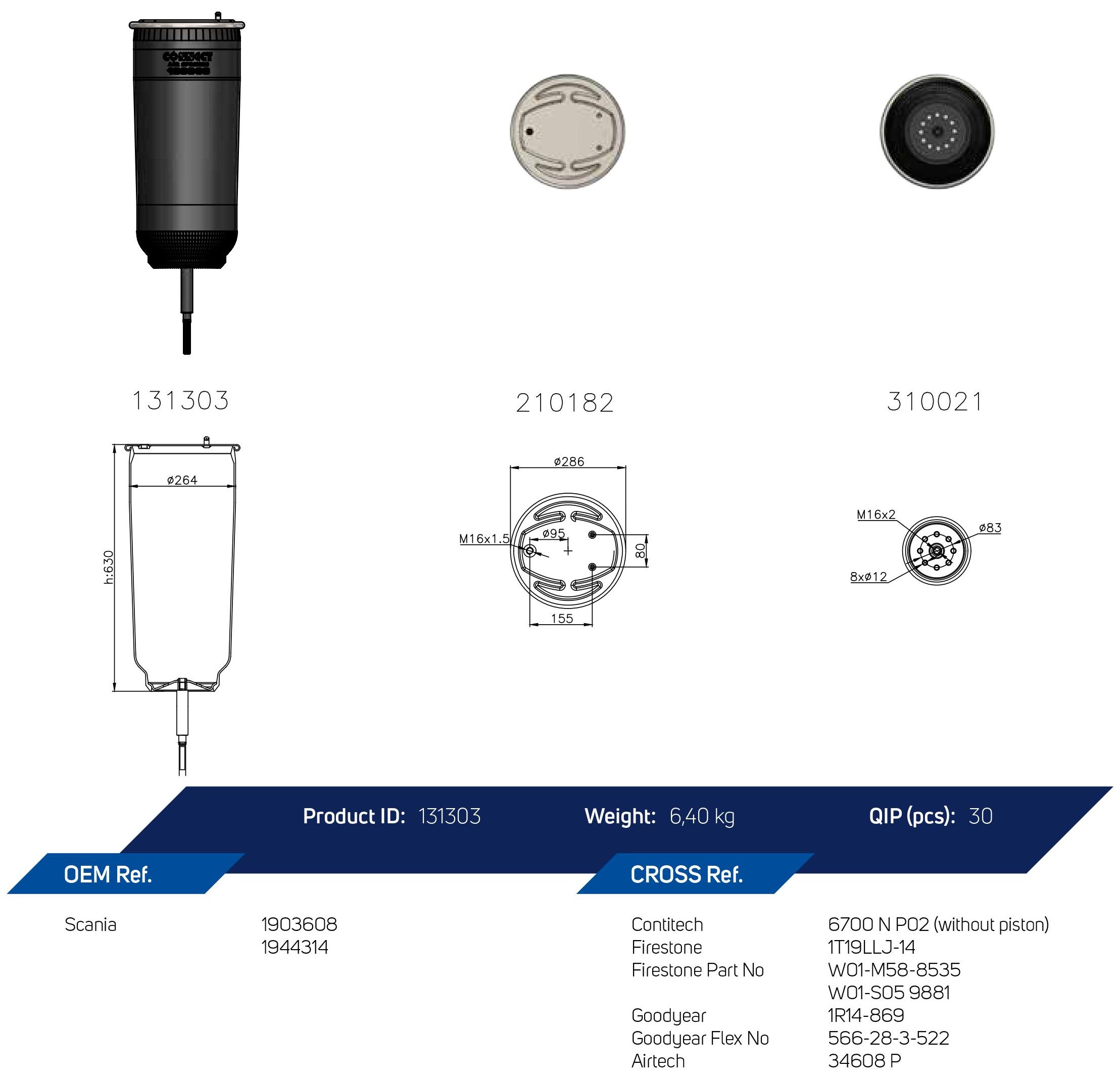 163608 AIR SPRING WITHOUT PISTON