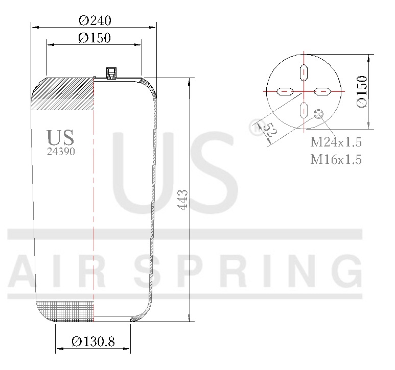 24390 N1 AIR SPRING WITHOUT PISTON