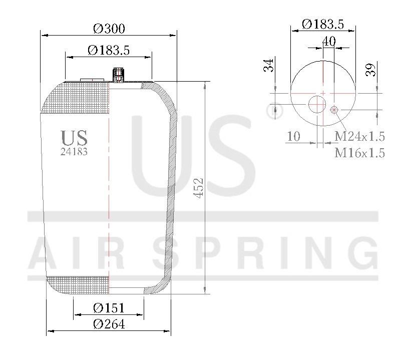 24183 PS AIR SPRING WITHOUT PISTON